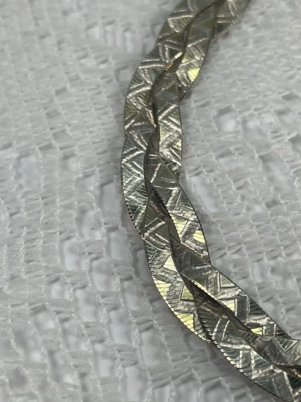 Braided Sterling Silver Bracelet With Lobster Clasp Closure Textured Design 7 In